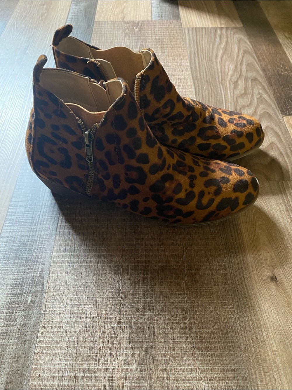 Source Unknown Leopard Print Ankle Boots - Brown & Black